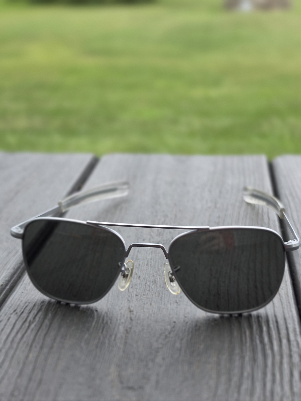 Vintage RANDOLPH Matte Chrome Engineering Aviator Sunglasses